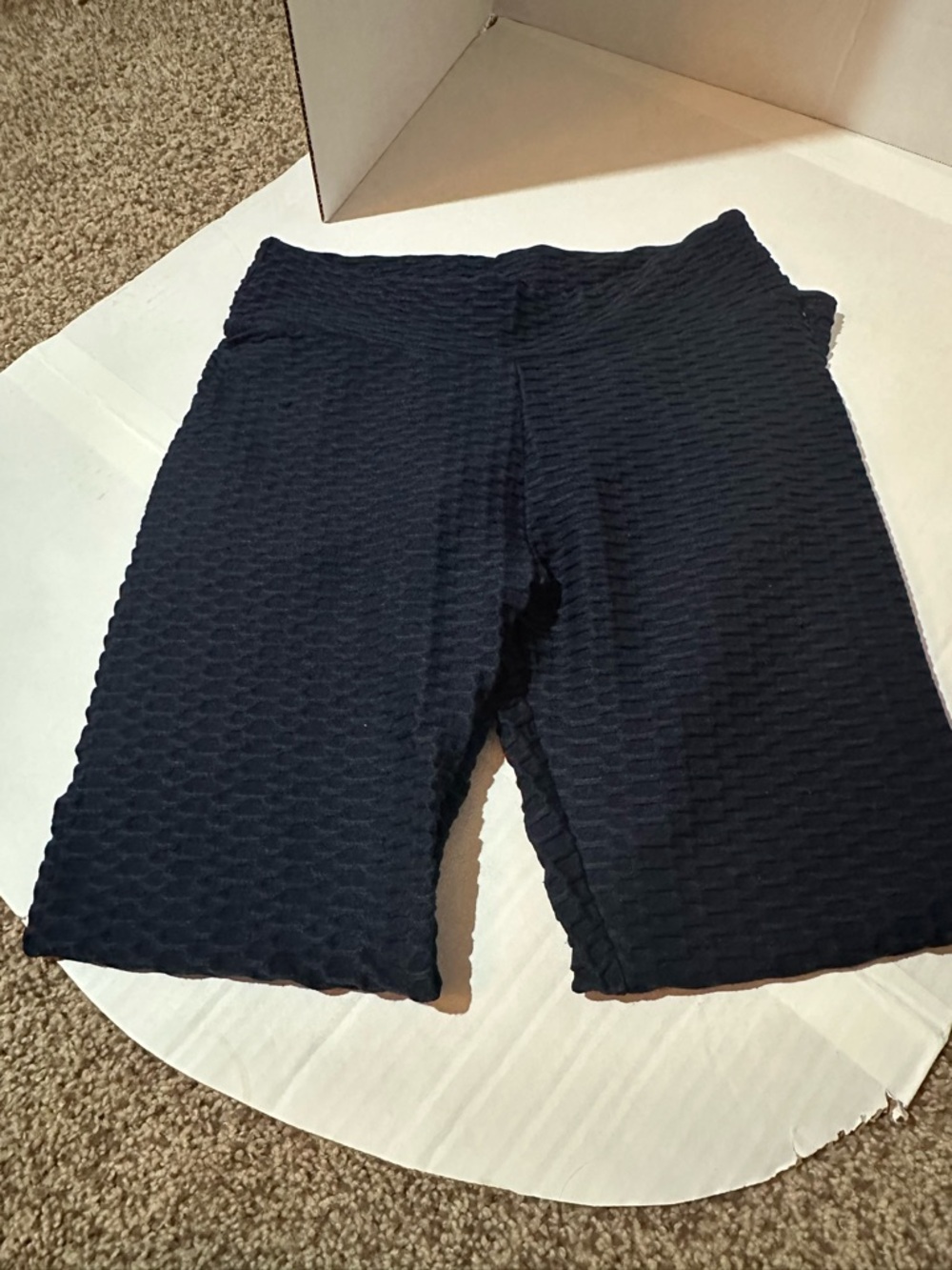 High-Rise Textured Black Leggings Shorts